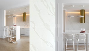 Calacatta Classic Kwarcogranit MEUStone - Blaty kuchenne z kwarcogranitu Kamieniarstwo Bielsko-Biała